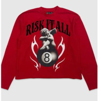 Risk It All Red Long Sleeve French Terry Crop Tee