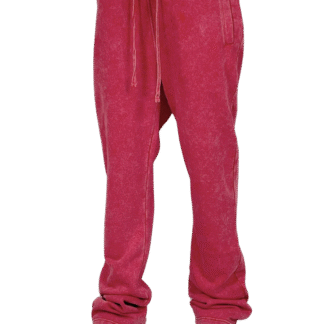 Red Acid Wash Stack Fleece Pants